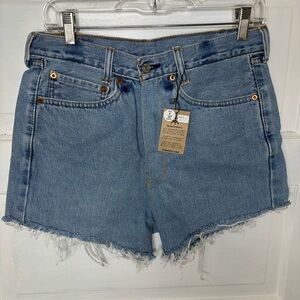 Levis Upcycled Frayed Hem Jean Shorts